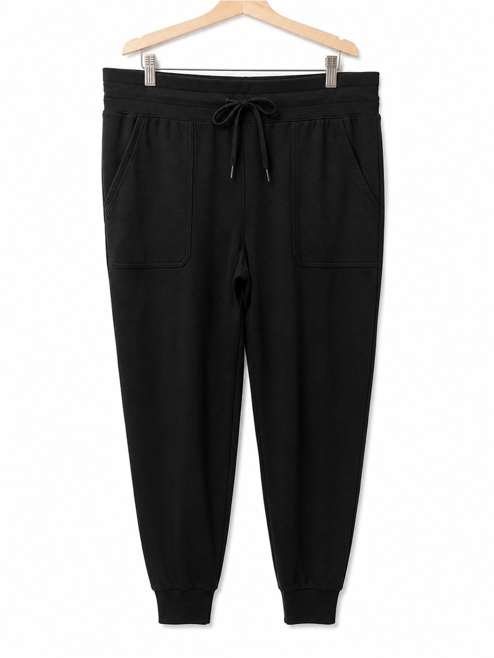 Athletic Works Black High-Waisted Joggers with Pockets - Size L (12-14)